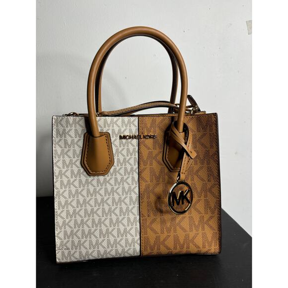 Michael Michael Kors NWT Mercer Medium Two-Tone Logo Crossbody Bag In Deer Multi - Picture 1 of 9